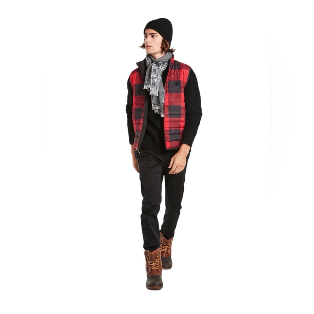 Brooks Brothers Buffalo Check Reversible Quilted Puffer Vest